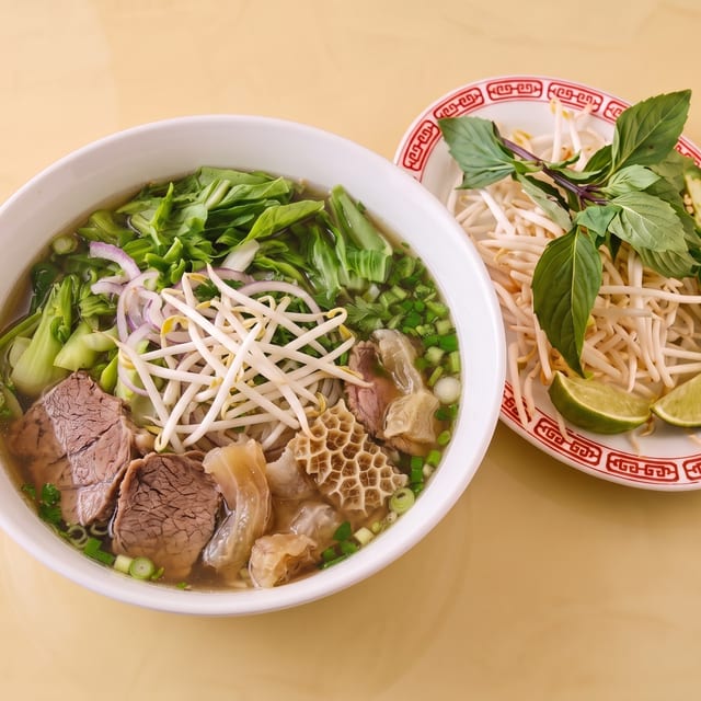 Well Done, Brisket Tendon, and Tripe Pho Bowl.