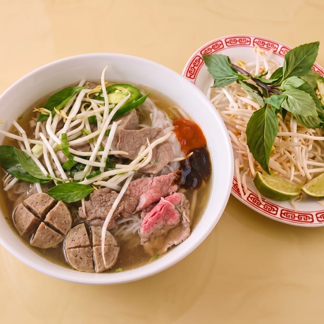 Rare Steak and Meatball Pho Bowl.