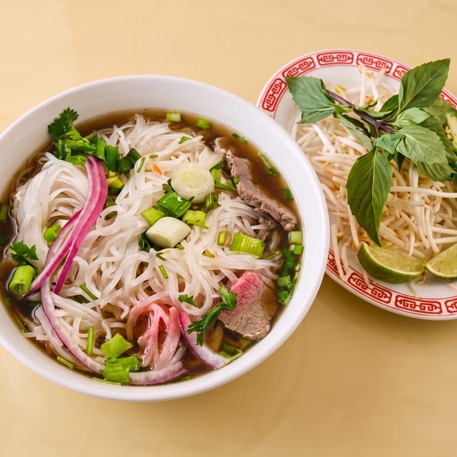 Rare Steak and Well Done Flank Pho Bowl.